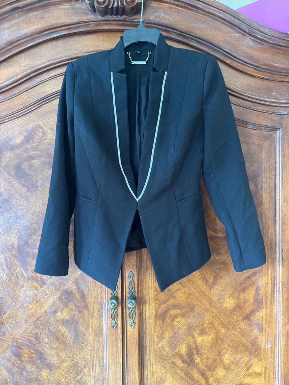 White House Black Market Black Blazer with Silver Trim size 4